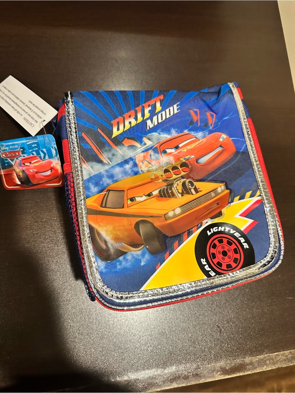 Disney Cars Drift Mode Lunch Bag in Blue, Red, Orange